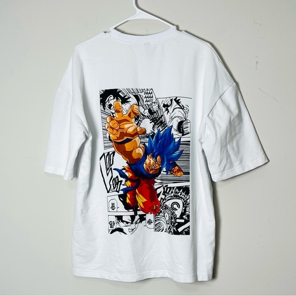 Black Off Shirt Men XL White Anime Graphic Dragon Ball Z Goku Manga Oversized‎ - Picture 2 of 9